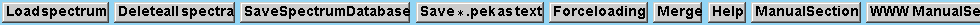 Load spectrum  Delete all spectra  Save SpectrumDatabase  Save * ... e loading  Merge  Help  Manual Section  WWW Manual Section
